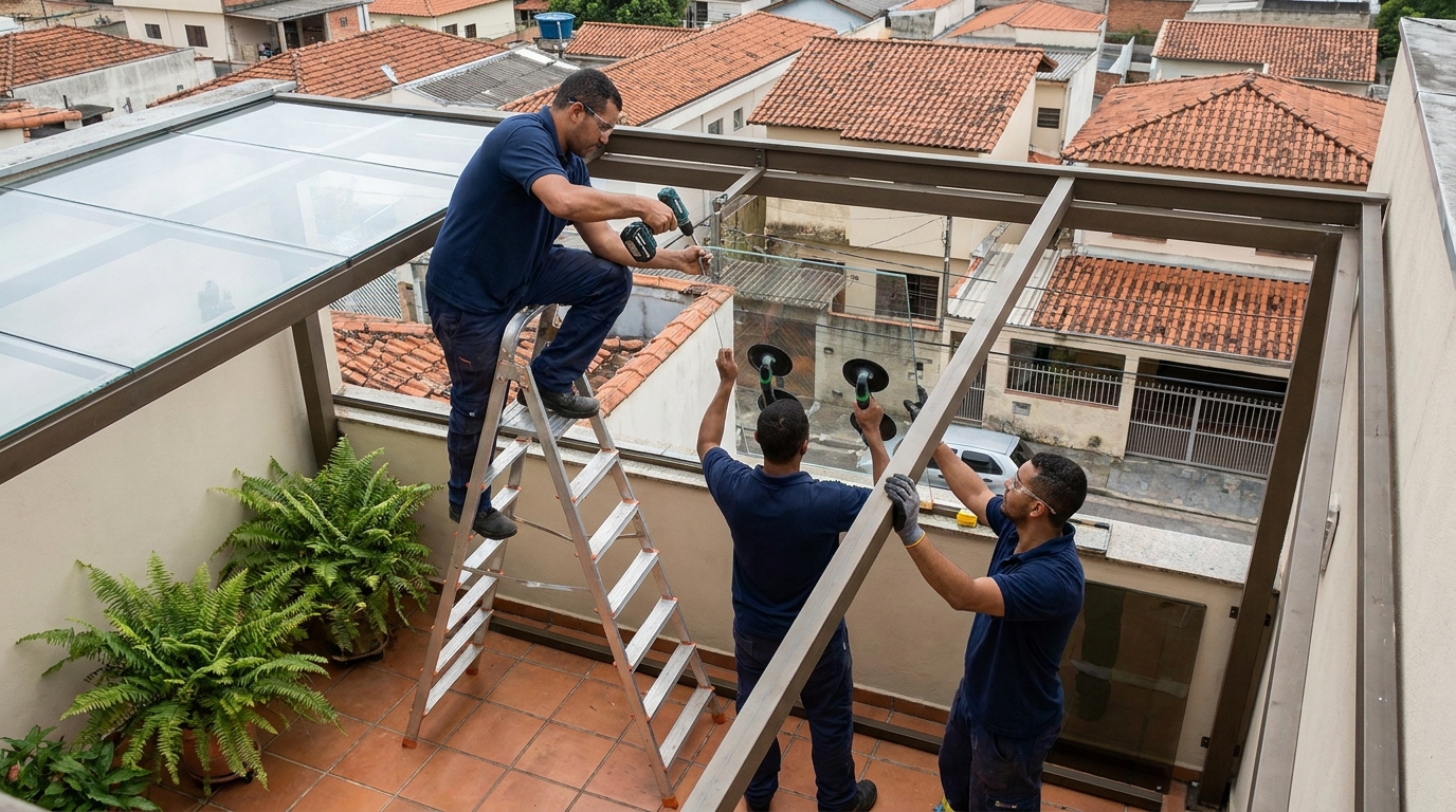 Cobertura de Vidro na Aparecida, Santos‑SP